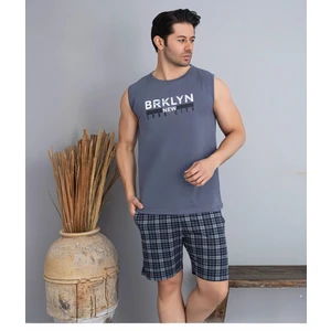 Erkek Bisiklet Yaka Kolsuz Şortlu Pijama Takımı 6185/12 - 1 Adet