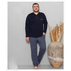 Erkek Battal Düğme Yaka Penye Uzun Kol  Pijama Takımı 6720/10 - 1 Adet