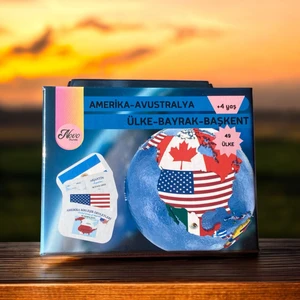 Novo Mundo Amerika-Avustralya Ülkeleri-Harita-Bayrak-Başkent Kartları