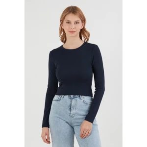 Basic Bisiklet Yaka Uzun Kollu Crop Body
