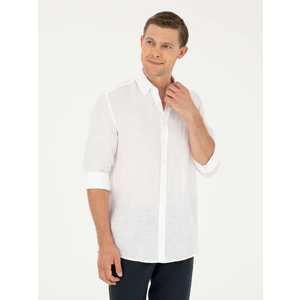 Erkek Beyaz Regular Fit %100 Keten Gömlek 50284823-VR013