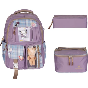 RLX-1395 3'lü Set Çocuk Ilkokul Çantası Kalemlikli Beslenme Çantalı Sırt Çantası