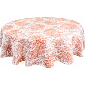 LOOM & LAUREL Yüksek Kaliteli Desenli Jakarlı Dokuma Kumaş Yuvarlak 160 x 160 Masa Örtüsü Açık Kahverengi Ağırlıklı
