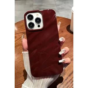 Apple iPhone 16 Pro Kılıf Parlak Kabartmalı Dalga Tasarımlı Desenli Mürdüm Darbe Emici Silikon Kapak
