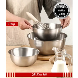 Çelik 3 Parça Kase 16CM - 20CM - 24CM