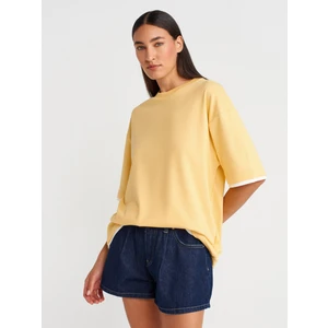 31894 Çift Görünümlü Oversize T-Shirt-Sarı