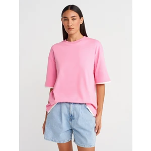 31894 Çift Görünümlü Oversize T-Shirt-Pembe