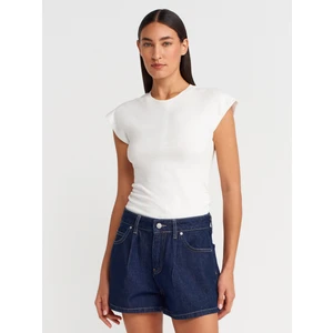 31875 Dikiş Detaylı T-Shirt-Ekru