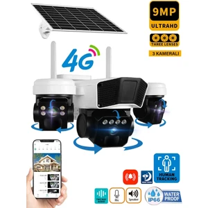 O-Kam 3936 9mp (3+3+3) Üç Kameralı Ultrahd 4g Solar Akıllı Güvenlik Kamerası