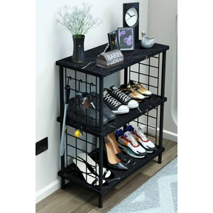 Barin Design 3 Raflı Metal Telli Çok Amaçlı Ayakkabılık ve Organizer Raf Kolay Kurulumlu, Çevir-Tak Sistem Raf