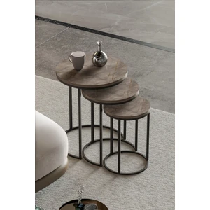 Zigon Sehpa C Lüx Gordion 3'lü Set Modern Tasarım Metal ve Suntalam İç İçe Kullanım