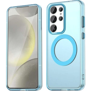 Samsung Galaxy S24 Ultra Kılıf Kamera Çıkıntılı Mat Magsafe Şarj Özellikli Kenarları Renkli Şeffaf Premium Sert Kapak