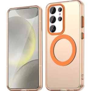 Samsung Galaxy S24 Ultra Kılıf Kamera Çıkıntılı Mat Magsafe Şarj Özellikli Kenarları Renkli Şeffaf Premium Sert Kapak