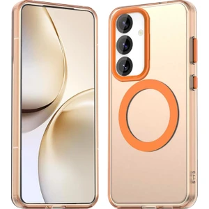 Samsung Galaxy S23 Fe Kılıf Kamera Çıkıntılı Mat Magsafe Şarj Özellikli Kenarları Renkli Şeffaf Premium Sert Kapak