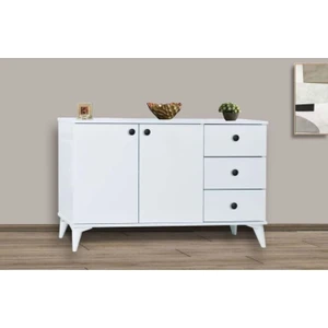 3 Çekmeceli 2 Kapılı Beyaz Konsol