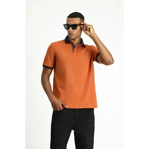 Polo Yaka Regular Fit Desenli Pamuklu Tişört