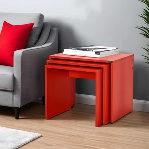 Adore Triple Zigon Sehpa - Kırmızı