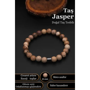 Doğal Taş Bileklik Erkek Kadın Taş Jasper Bileklik 8 mm BT048