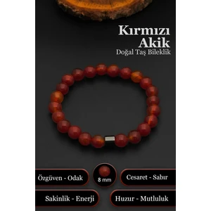 Doğal Taş Akik Bileklik Kadın Erkek Akik Bileklik 8 mm BT027