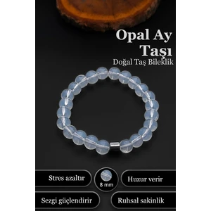 Opal Ay Taşı Bileklik Erkek Kadın Doğal Taş Bileklik 8 mm BT036