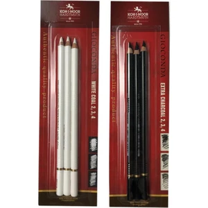 Kohi Noor Gioconda White Coal ve Extra Charcoal Kömür Füzen Kalem 2li Set