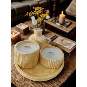 Crafts Tasarım 4'lü Dekoratif Taş Tozu Mum Seti Cift Renk