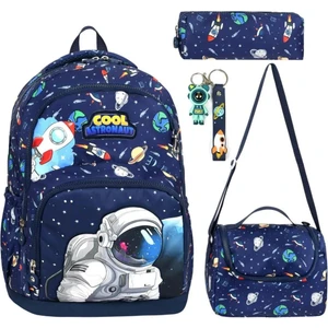 Uzay Okul Çantası 3lü Okul Çantası Lüx Takım Erkek Okul Çantası Astronot Okul Çantası