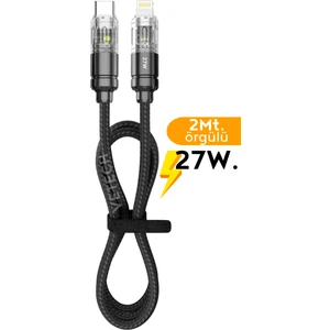 27W Type-C To Lightning Şarj Kablosu iPhone Uyumlu 2mt