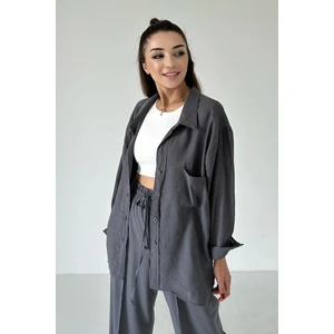 Oversize Düşük Omuz Tensel Gömlek