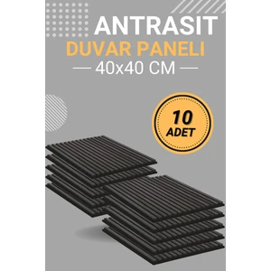 Antrasit (10 ADET) 40X40cm Yeni Nesil Akustik Ahşap Duvar Paneli