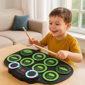 Dijital Şarjlı Bas Bateri Davul Elektronik Roll Up Drum Taşınabilr Silikon