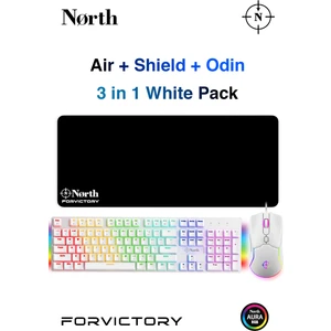 Shield Beyaz Mekanik Oyuncu Klavyesi + Air Beyaz Rgb Oyuncu Mouse + Odin Oyuncu Mousepad Vıp Bundle