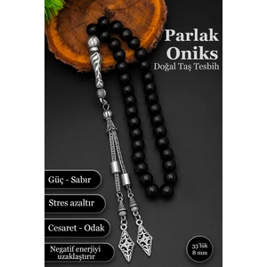 Erkek Oniks Taşlı Tesbih 8 mm Doğal Taş Oniks Tesbih BT044