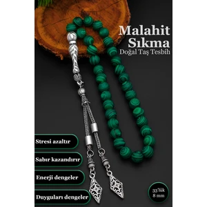 Erkek Sıkma Malahit Tesbih 8 mm BT041