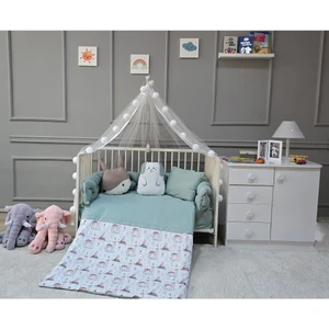 Yuar Baby Örgü Kenar Korumalı Beşik Uyku Seti --8 Parça--