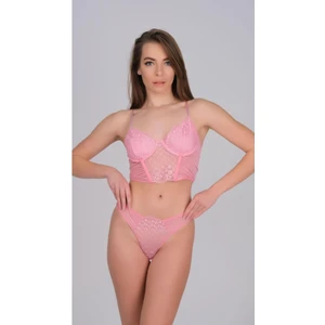 Sparkle and Glimmer Terry Pink Romantik Pembe Dantel Detaylı Büstiyer Sütyen Ve Tanga Külot Takımı