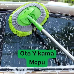 Teleskopik Mikrofiber Oto Araba Yıkama Mopu - Uzayan Saplı, Yıkanabilir Başlıklı, Pratik Temizlik