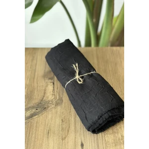 CS İlkim Ütü Gerektirmeyen Bambu Kraş Şal Siyah Pamuklu Günlük Kullanım 80 x 190 cm