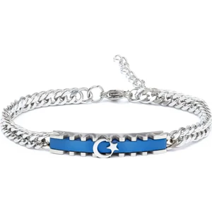 Ay Yıldız Temalı Çelik Bileklik