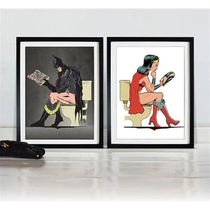 Batman Konseptli Wc Lavabo Levhası Kapı Banyo Süsü Duvar Dekoru Tablo