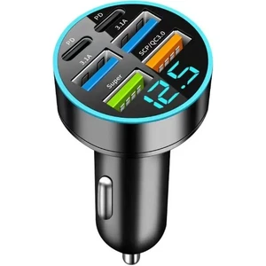 Dijital Ekran Araç Şarj Cihazı 4usb, Çift 3.1A, Süper Şarj, Qc9.0 55W, Hızlı Şarj, Pd, Cep Telefonu Şarj Cihazı, Araç Şarj Cihazı,