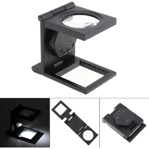 Işıklı Katlanır Mercek Metal Lup Büyüteç+Kılıflı 10X- Çap: 2,5 cm