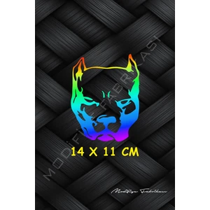 Pitbull Sticker Folyo - Hologram - 14 x 11 cm