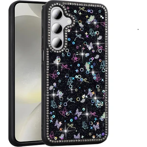 Samsung Galaxy S24 Fe Kılıf Taşlı ve Simli Tasarım Azra Kapak