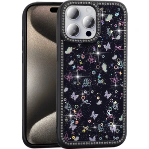 iPhone 15 Pro Kılıf Taşlı ve Simli Tasarım Azra Kapak