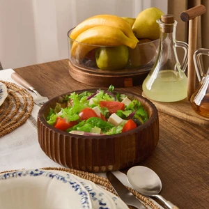 Akasya Curve Kase - Kahverengi - 19 cm