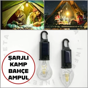Taşınabilir USB Şarjlı Kamp Bahçe LED Ampül Lambası Askılı Kırılmaz LED Işık Işıldak 1 Adet