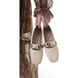 Kadın Babet Bej Şık Ev Iş Ofis Günlük Ayakkabı