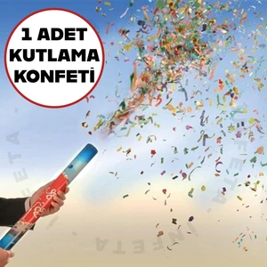 1 Adet Renkli Kutlama Parti Konfeti 30 cm Şerit Atan Klasik Konfeti