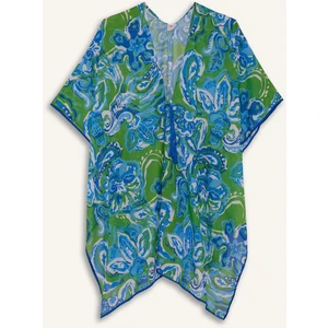 Regular Fit Tropikal Desenli Şifon Plaj Kimono-Fall in Love E8221AX25SP